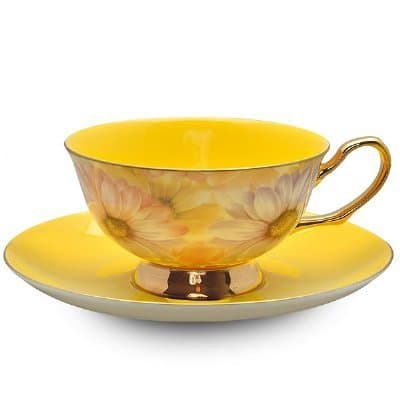 Satin Shelley Yellow Bone China Tea Cup & Saucer Set