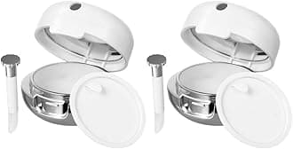 FRCOLOR Lip Balm Containers Lip Mask Container Empty Sample Jars 2Pcs Lip Sleeping Mask Container Exfoliator Lips Balm Box Lip Gloss Case with Silicone Lip Brush Lip Makeup Applicator Containers