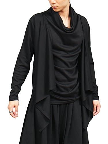 Avant garde Turtle Shirring Neck Layered Cardigan Tee