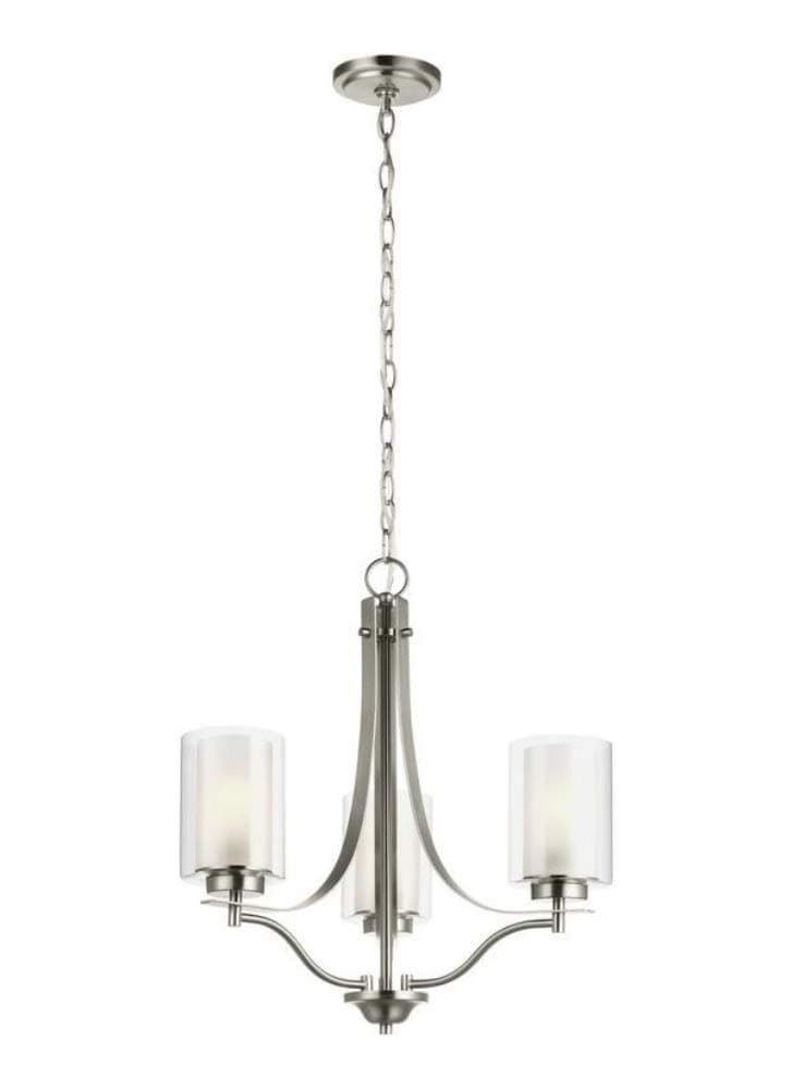 Sea Gull Lighting 3137303EN3-962 Elmwood Park Chandelier, 3-Light 28.5 Total Watts, Brushed Nickel