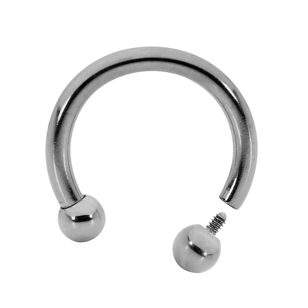 Titanium 16G 14G 12G 10G 6mm - 12mm Internally Threaded Circular Horseshoe Barbell Septum Lip Nose Nipple Ring Earring Body Piercing Jewellery