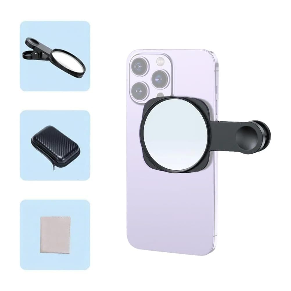Selfie Mirror Compact Phone Mirror Universal Phone Clip for iPhone 15/14/13/12 Android Samsung Smartphone Selfie Vlog Accessories