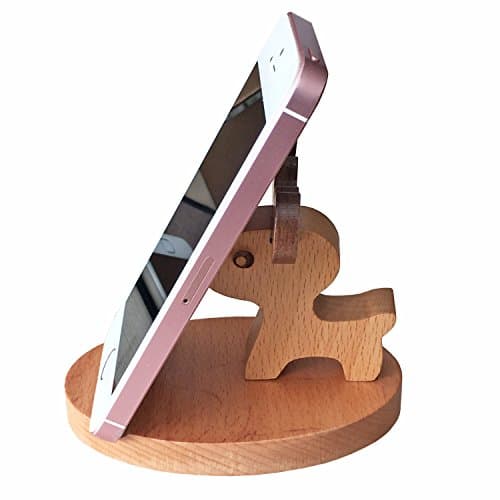VANCORE Lovely Elk Phone Stand Holder 360 Degree Rotating Wooden Desktop Supplies Organizer