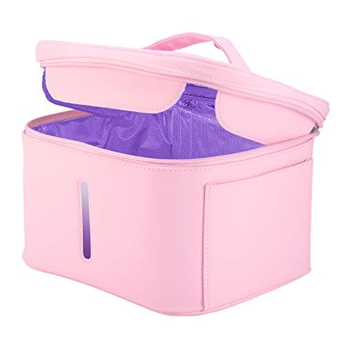 U-V St-eril-izer Bag, SEAAN Di-sinf-ection Sa-ni-ti-zer Box,USB, 12 Beads, 3 Minutes Timer, Compact for Mobile Phone/Clothes/Glasses/Baby Bottle/Underwear/Toothbrush/Beauty Tools/Jewelry (Pink)