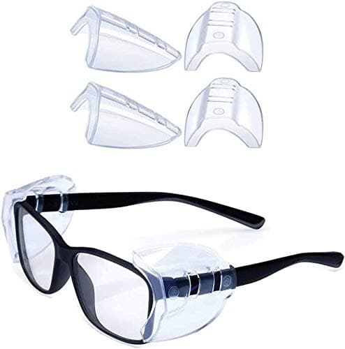 CAREOR Wing Shaped Glasses, Non-Slip on Clear Side Protectors for Safety Glasses, Safety Glasses Side Shields - Flexible Compatible with Small/Medium/Large Glasses