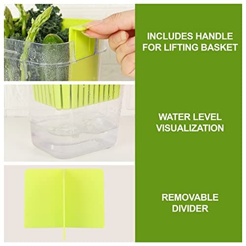 3 Pack Fresh Herb Keeper for Refrigerator, Clear BPA-Free Herb Saver, Storage Container for Cilantro, Parsley, Thyme, Mint & Asparagus, Preserver Keeps Fresh Herbs, Green & Blue & Orange