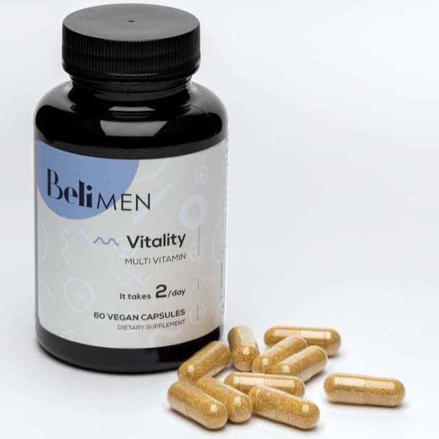 - Beli Men Prenatal Multivitamin Preconception Fertility Support, Enhanced Sperm Health, Sperm Count & Motility, Testosterone, 60 Capsules with Vitamin E, B6, B12, Zinc, Folate & CoQ10, 30-Day Supply