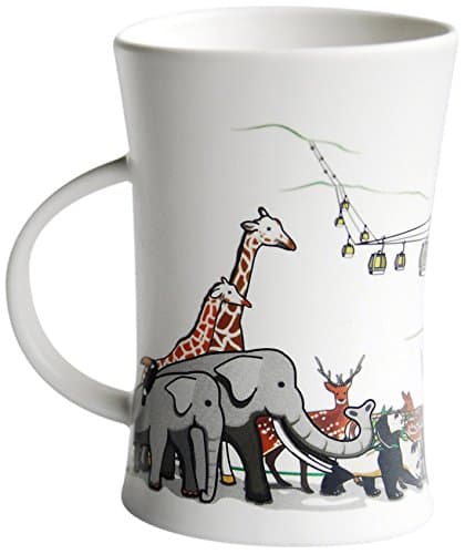 Cocera Formosa Treasure SHU-SWA031 Color Changing Porcelain Cup with Decal of Maokong Gondola Lift and Taipei Zoo Animals, Milky White
