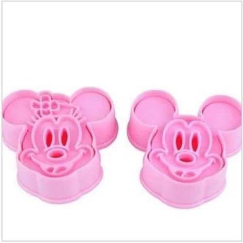2 Mickey Minnie Mouse Two Pieces 3D Cartoon Cookies Mold Fondant DIY Cake Mold