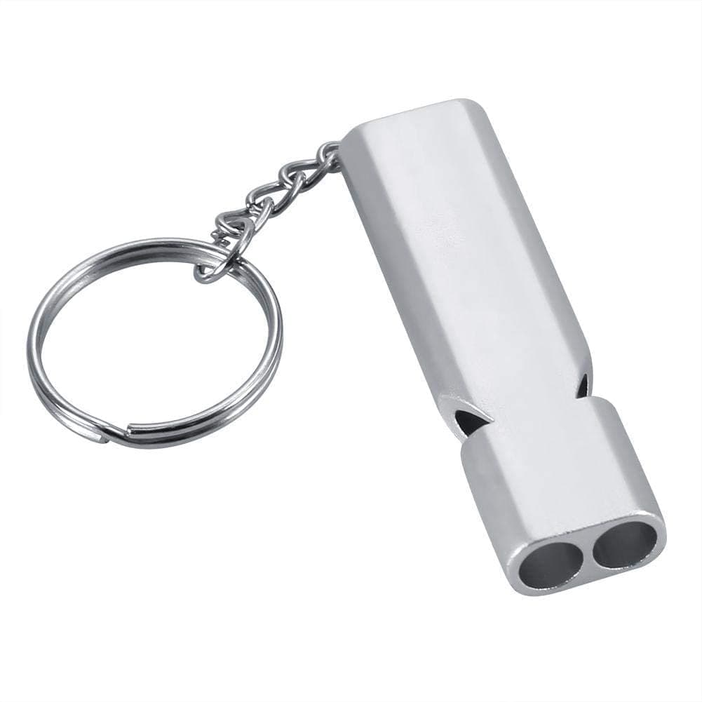 PSYCHE Heavy Duty Metal Whistle - 120 Decibels Very Loud, Double Tube, Pealess Whistle, Waterproof - For Lifeguards, Training, Survival, Hiking & Camping, Silver
