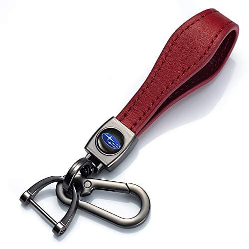 JIYUR 1pc Genuine Leather Car Logo Keychain Suit for Subaru Key Chain Keyring Family Present for Man and Woman
