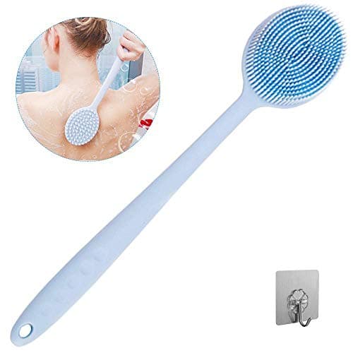Ultra-soft Back Scrubber for Shower JohnBee Silicone Bath Body Brush With A Long Handle Bpa-free Non-slip Anti-mildew(Blue)
