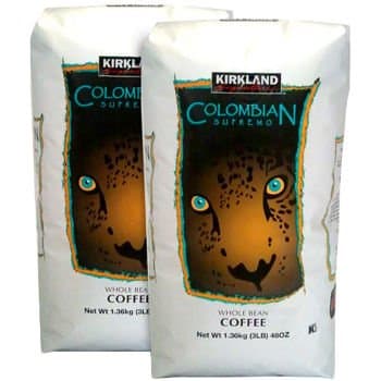 Kirkland Signature Colombian Supremo Whole Bean Coffee 2 of 3 Pound Value Bag