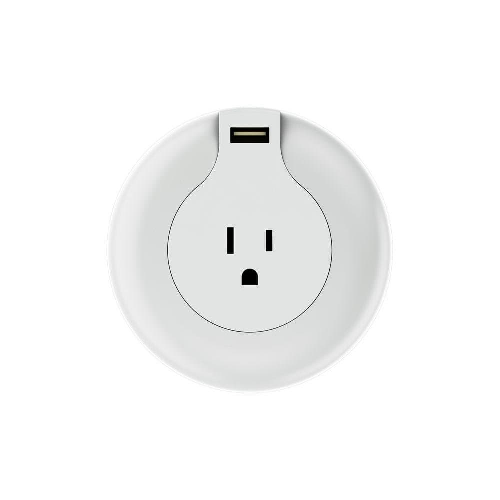 MAX-NL-S1A Round Nightlight with AC Outlet and USB Charger