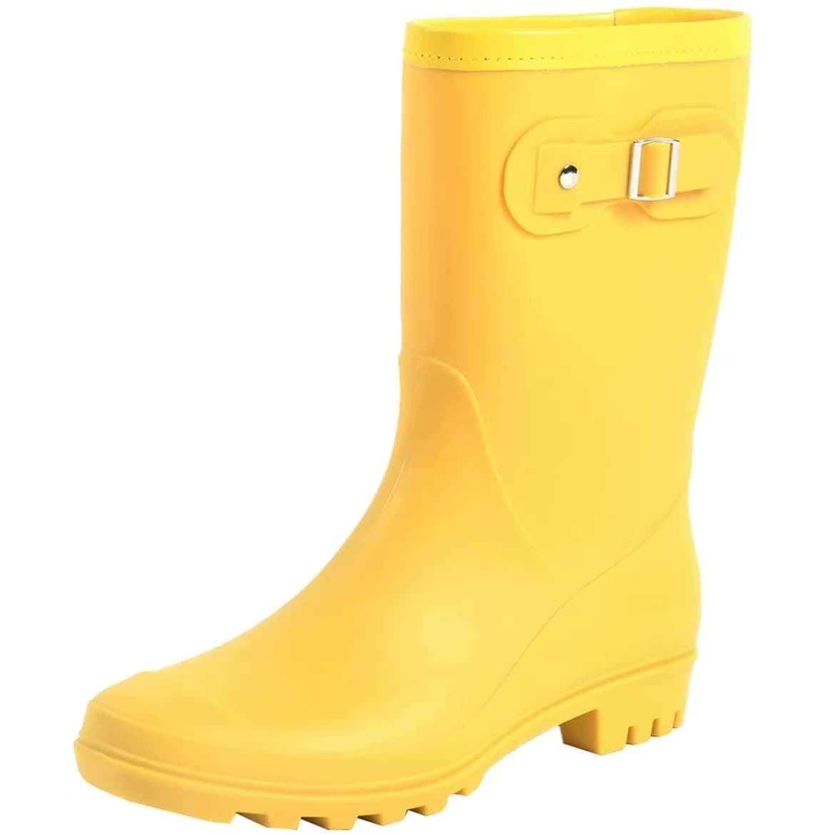 Women's Mid Calf Rain Boots Waterproof Fashion Garden Shoes Anti-slipping Rainboots For Women Comfortable Insole Light Rain Shoes