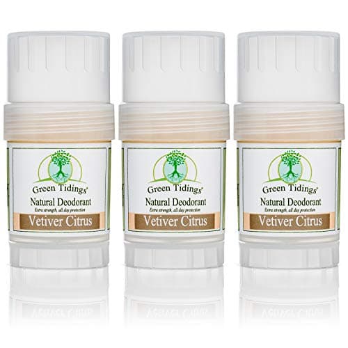 Green Tidings Natural Deodorant - Vetiver Citrus 1 oz. (3 Pack) - Extra Strength, All Day Protection - Vegan - Cruelty-Free - Aluminum Free - Paraben Free - Non-Toxic - Solid Lotion Bar Tube