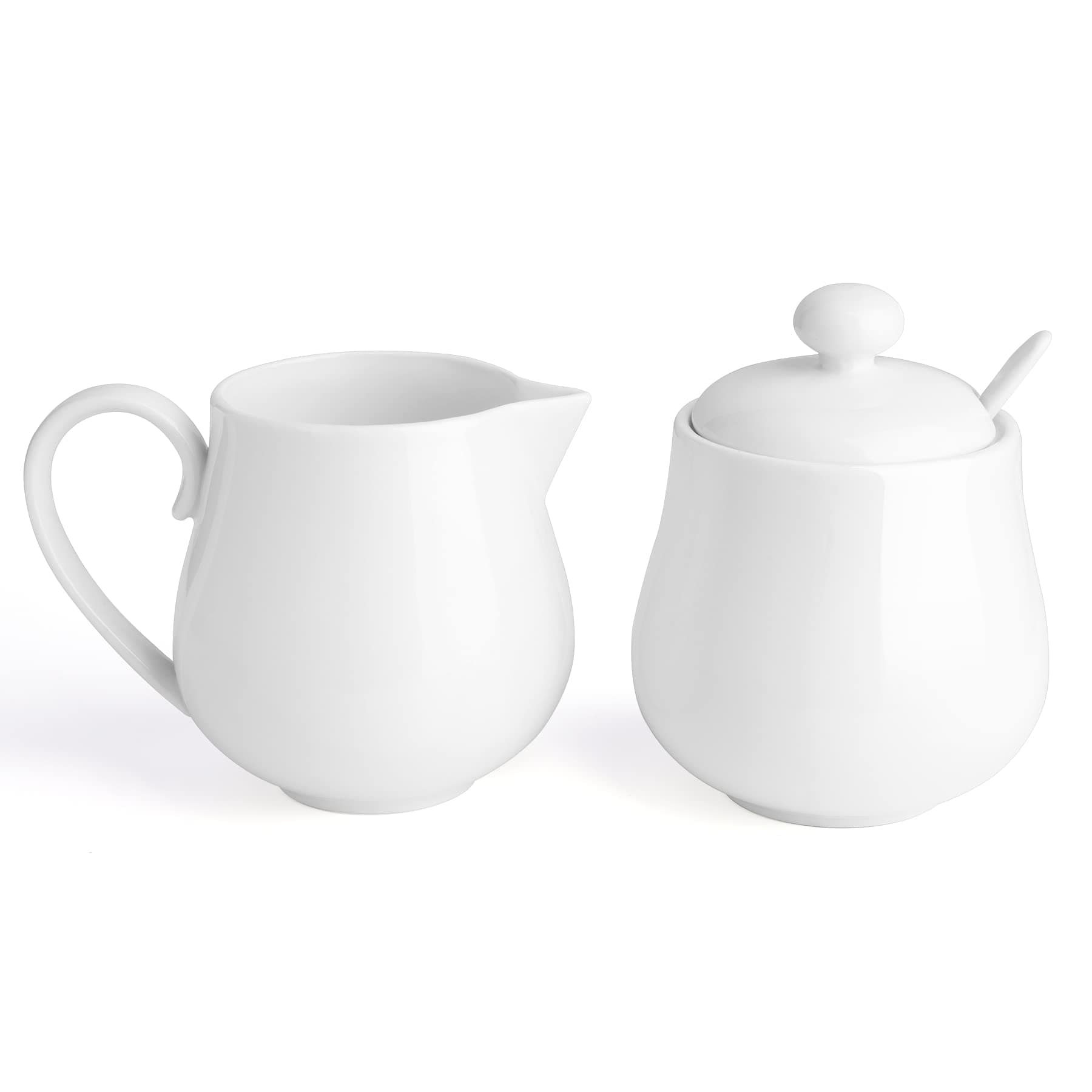12 Ounce Porcelain Sugar and Creamer Set, Coffee Serving Set, 3 Piece with Creamer Pitcher, Sug