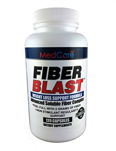 Fiber Blast Weight Loss Support Formula - Colon Cleanse with Super Strength Diet Detox for the Body - Master Herbal Formula - Psyllium Husks, Bentonite Clay, Black Walnut Hull Powder, Oat Bran Powder, Flaxseed Powder, Prune Powder, Aloe Vera Powder, L. Acidophilus, Apple Pectin Powder and Glucomannan Powder. - 2250mg Proprietary Blend Per Serving, 40 Servings, 120 Capsules