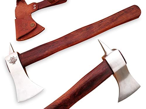 TNZ-614 High Carbon Axe 18 Long Hunting Camping Axe High Carbon Hatchet Viking Long Bearded Axe Leather Cover TNZ Hand Made High Carbon Knives