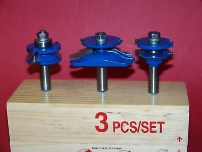3 PC 1/2" SHANK CARBIDE TIPPED PANEL CUTTER ROUTER BIT SET WOODWORKING TOOL