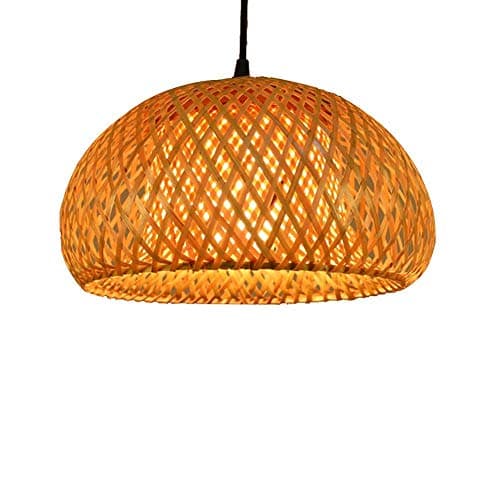 Sunny Hill Chinese Hand Knitted Bamboo Pendant Lamp LED Bamboo Lantern Shades Restaurant Dining Room Lighting Fixtures (Without Bulb)