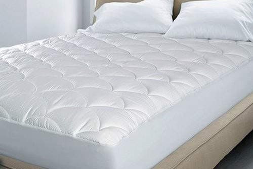 Blue Ridge Home Fashions 350 Thread Count Cotton Damask Dual Action Mattress Pad, Cal King, White