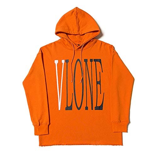 YYWan Vlone Life Big V Sweatshirt Tide Brand Hip Hop Loose Men/Women Orange Hoodie