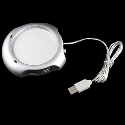 USB Tea Coffee Cup Mug Warmer Heater Pad with 4 Port USB Hub for PC Laptop Computer