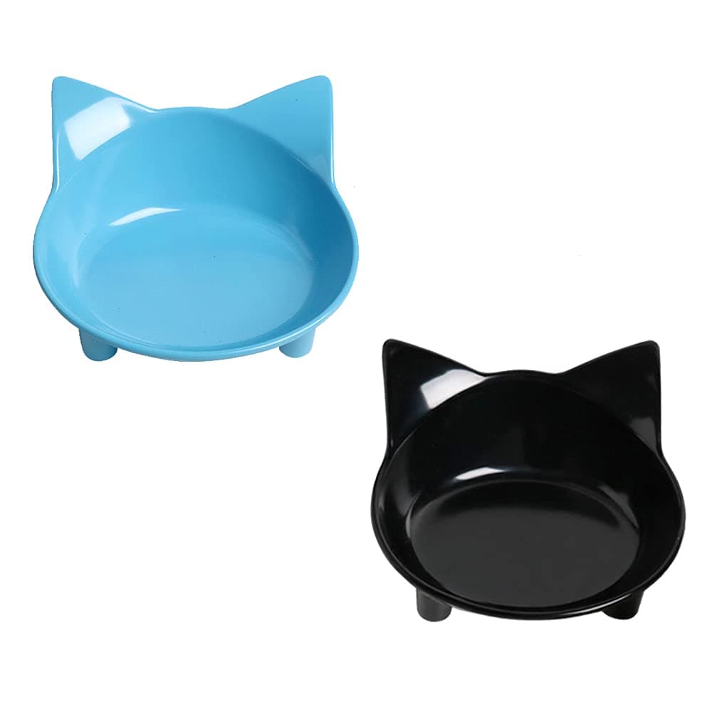 Skrtuan Set of 2 Non-Slip Cat & Dog Bowls – Wide, Shallow Food and Water Dishes for Whisker Fatigue Relief, No Spill, Safe Food-Grade Pet Bowls for Cats, Small Dogs, Kittens, Puppies & Rabbits
