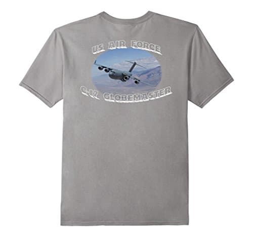 Men's USAF C-17 GLOBEMASTER T-SHIRT DESIGN ON BACK XL Slate