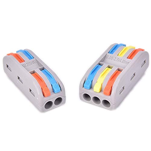 Wire Connector, 20 Pack Nut Connector Compact Connector Terminal Block Wire Push Cable Connector 3 Way 6 Port (20PCS, 222-413B) [Energy Class A+]