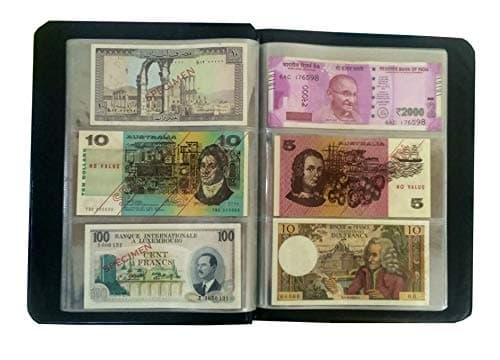 banknote paper money currency note collection album for 90 notes-Black(Pack of 1)