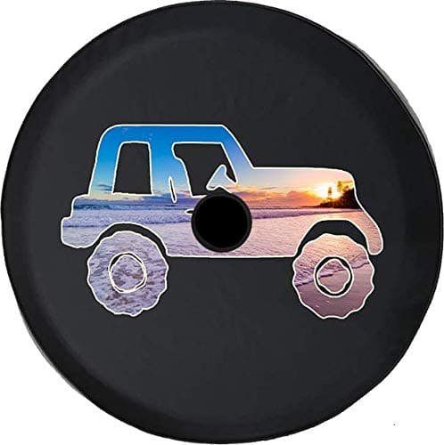 JL Series Jeep Spare Tire Cover with Backup Camera Hole Watercolor - Jeep Paw Prints Dog Black 33 in