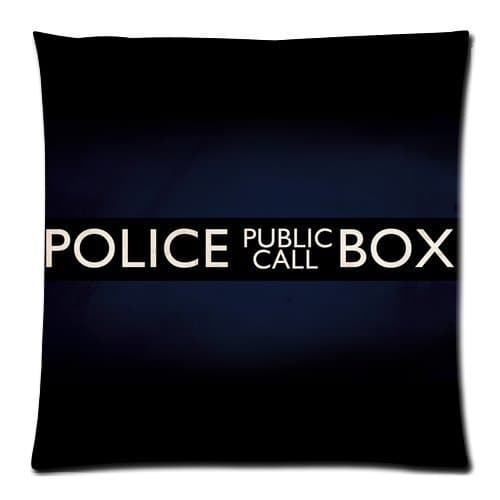 Police Box Public Call Dark Blue Custom Zippered Pillow Cushion Case Throw Pillow Covers 18"x18"(two sides)