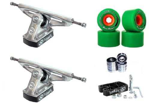 Longboard Original S8 200mm Trucks Skateboard Deck Package Abec 11 Freeride Centerset Slide Wheels 72mm 81a, Abec 7 Bearings, Original Hardware & Risers