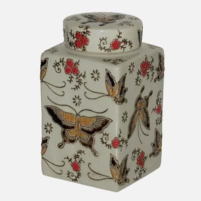7 inch porcelain Storage Jar with butterfly design [Energy Class A++]