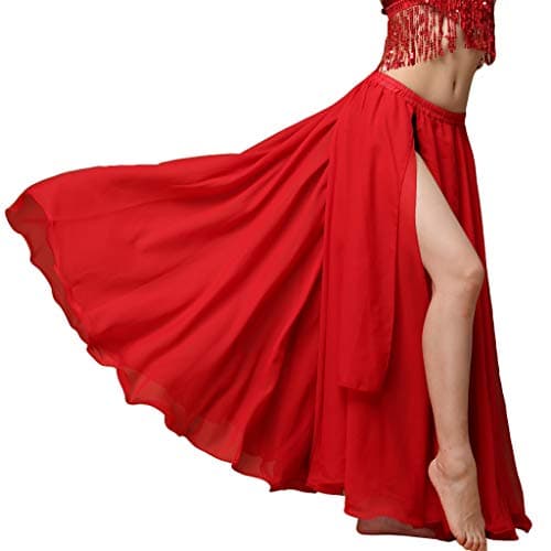 WuchiealWomen's Belly Dance Costume Chiffon Dancing Skirt Sexy Large Swing Dancing Skirts Dress