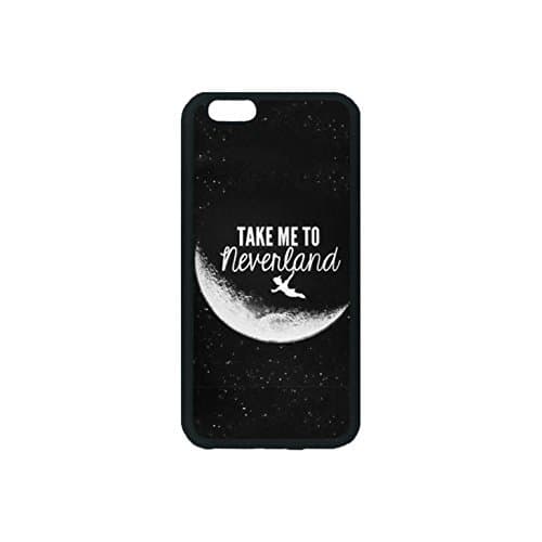 Peter Pan Flying w Moon Take Me To Neverland Custom Image Special Designed for Apple iphone 6 4.7" phones case,Black Silicone Rubber TPU iphone6 4.7" inch Case Cover