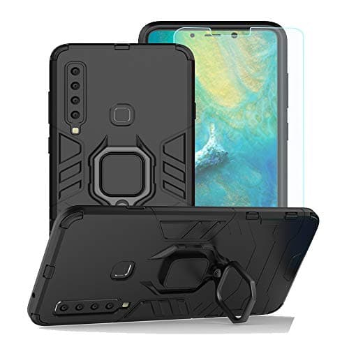 Strug for Samsung Galaxy A9 2018/A9 Star Pro/A9s Case,[Tempered Glass Screen Protector] Hybrid Heavy Duty Protection Shockproof Kickstand Armor Case Cover for Samsung Galaxy A9 2018(Black)