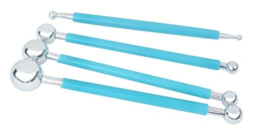 4pcs Metal Ball Fondant Cake Decorating Tool set, Sugarcraft Gumpaste Flower Modelling Mold
