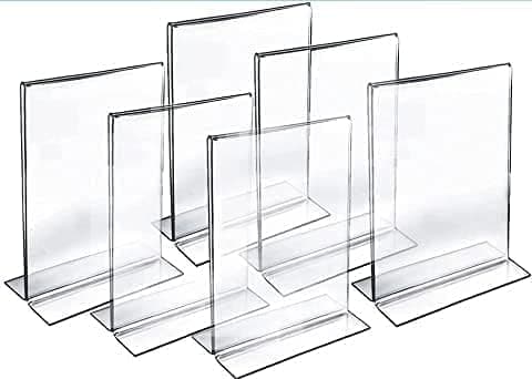 CPI Acrylic Sign Holder T Shape Double Sided Portrait Style Menu Ad Frame Display Stand Table Top Perfect for Restaurants, Promotions, Photo Frames, and Classroom (4INCHX6INCH, A6 PACK OF 6)
