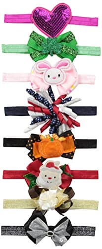 Little Cuties Little Girls 8 Holidays Headwraps, Assorted, Infant-Toddler