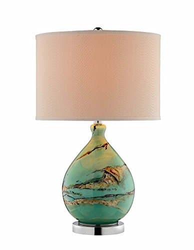 Stein World Furniture Glass Table Lamp, Green, Tan, Black