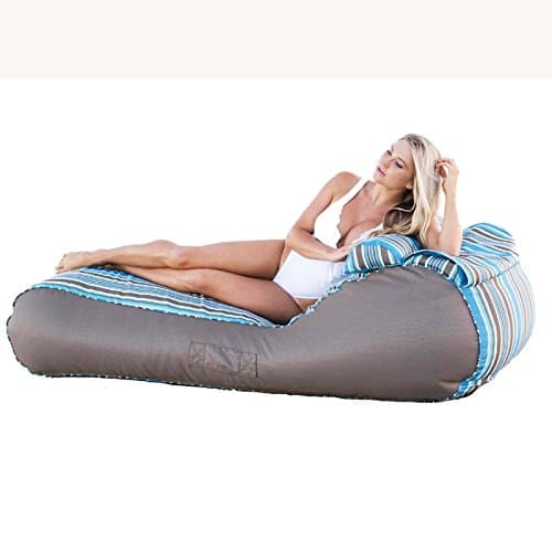 Outdoor Beanbag - Byron Daybed by EponaCo. - Blue/Mocha Stripe - Cover only: Beans not Included