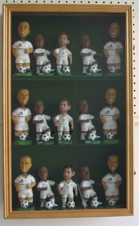 Bobble Head Figurine Display Case Cabinet Holder Wall Rack Bobblehead 98% UV Lockable Oak Finish (CD15-OA)