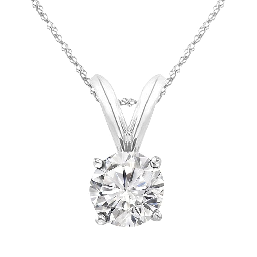0.5-10 Carat Lab Grown Diamond Solitaire Pendant Necklace, Round Cut Solitaire, 4-Prong Setting, Jewelry for Women (E-F, VS)