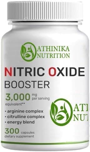 Nitric Oxide Booster 3,000mg Per Serving, 300 Capsules – 12 in 1 Nitric Oxide Supplement – Arginine & Citrulline Complex with Energy Blend – Marshmallow Root – Promotes Nutrient Flow to Muscles &Heart