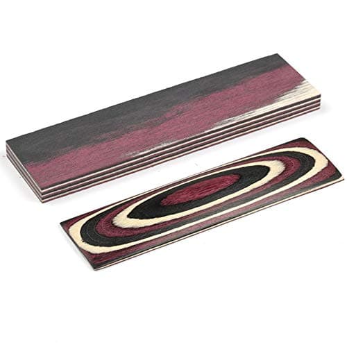 2pcs Color Wood Knife Handles Material Slabs Scales Handle Parts Grips Knives Custom DIY Tool for Knife Making Blank Blades(150x40x10mm)(Purple White)