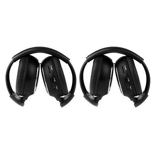 Sportsmax 2 Pack of Two Channel Folding Universal Rear Entertainment System Infrared Headphones Wireless IR DVD Player Head Phones for in Car TV Video Audio Listening