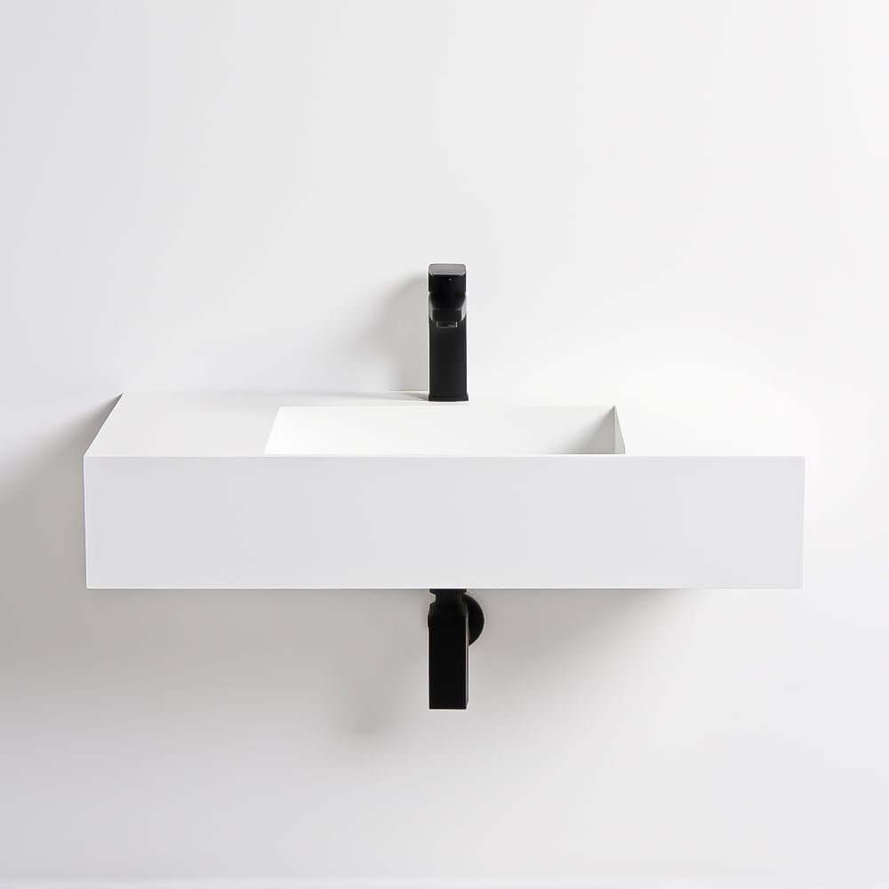 Lusso Stone Prisma Large Solid Surface Stone Resin Wall Hung Basin 800